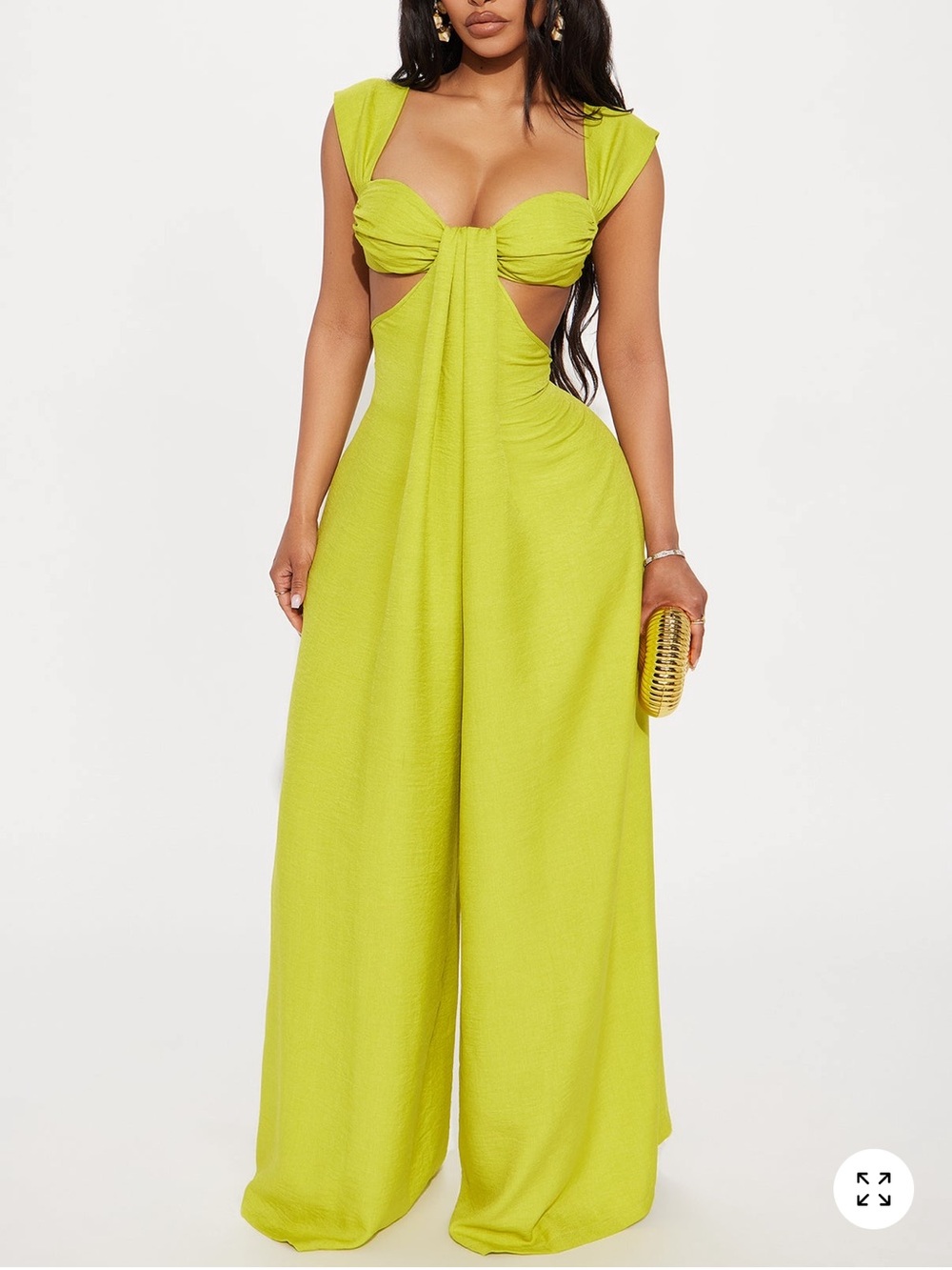 Women’s Lime Cutout Wide-Leg Jumpsuit